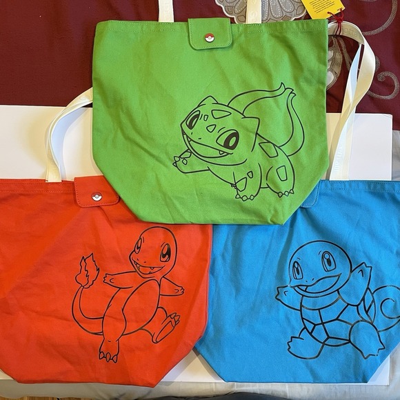 Pokemon Other - Pokemon X Target Reusable All-in Tote Bags 30th Anniversary Starter Set Of 3